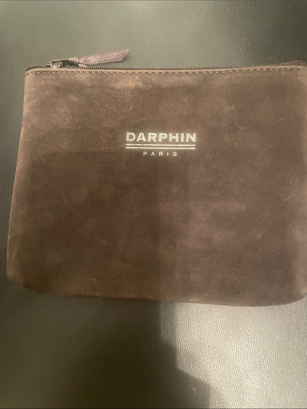 Darphin Paris Brown Suede Zip Pouch